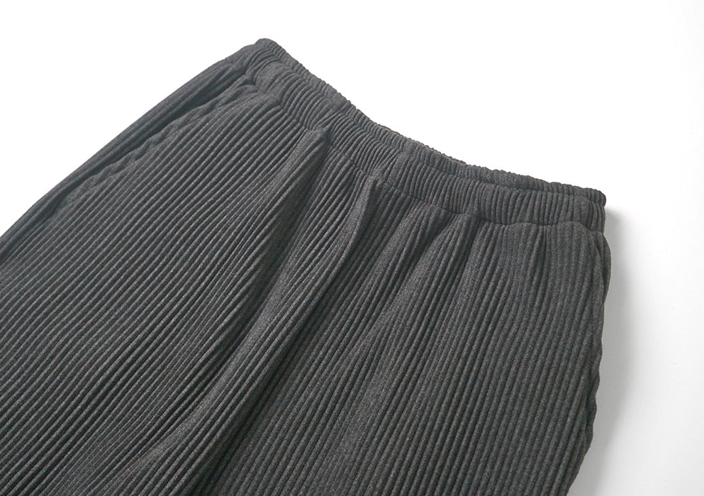 Charcoal Pleated Jogger Pants Men Trouser Casual Wool Blend Kpop Style