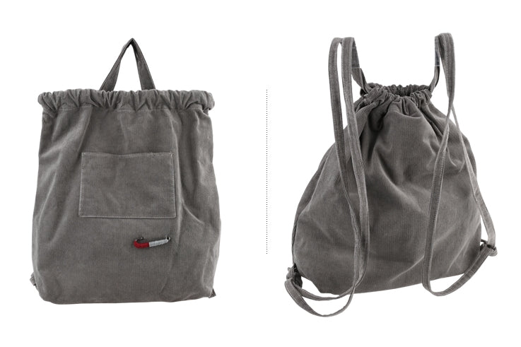 Grey Corduroy Multi Totes Backpacks