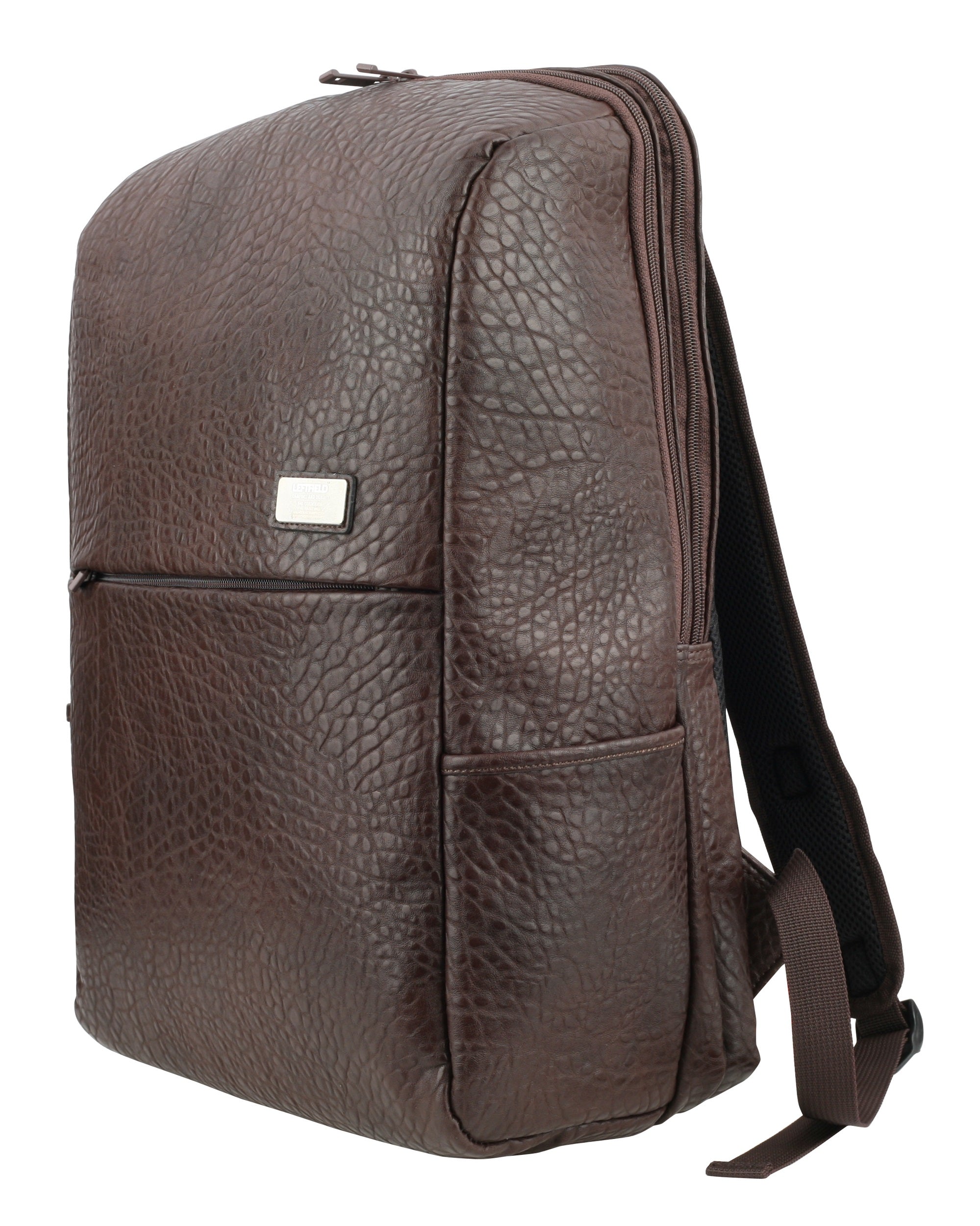 Dark Brown Faux Leather Casual Business Backpacks