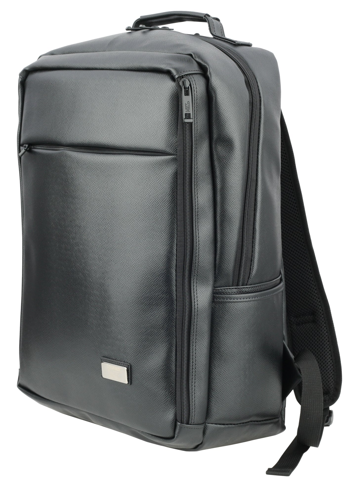 Black Synthetic Leather Laptop Backpacks