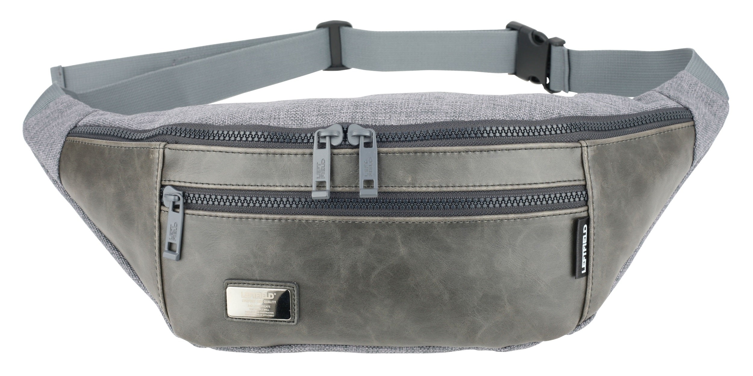 Gray Faux Leather Canvas Hybrid Fanny Packs