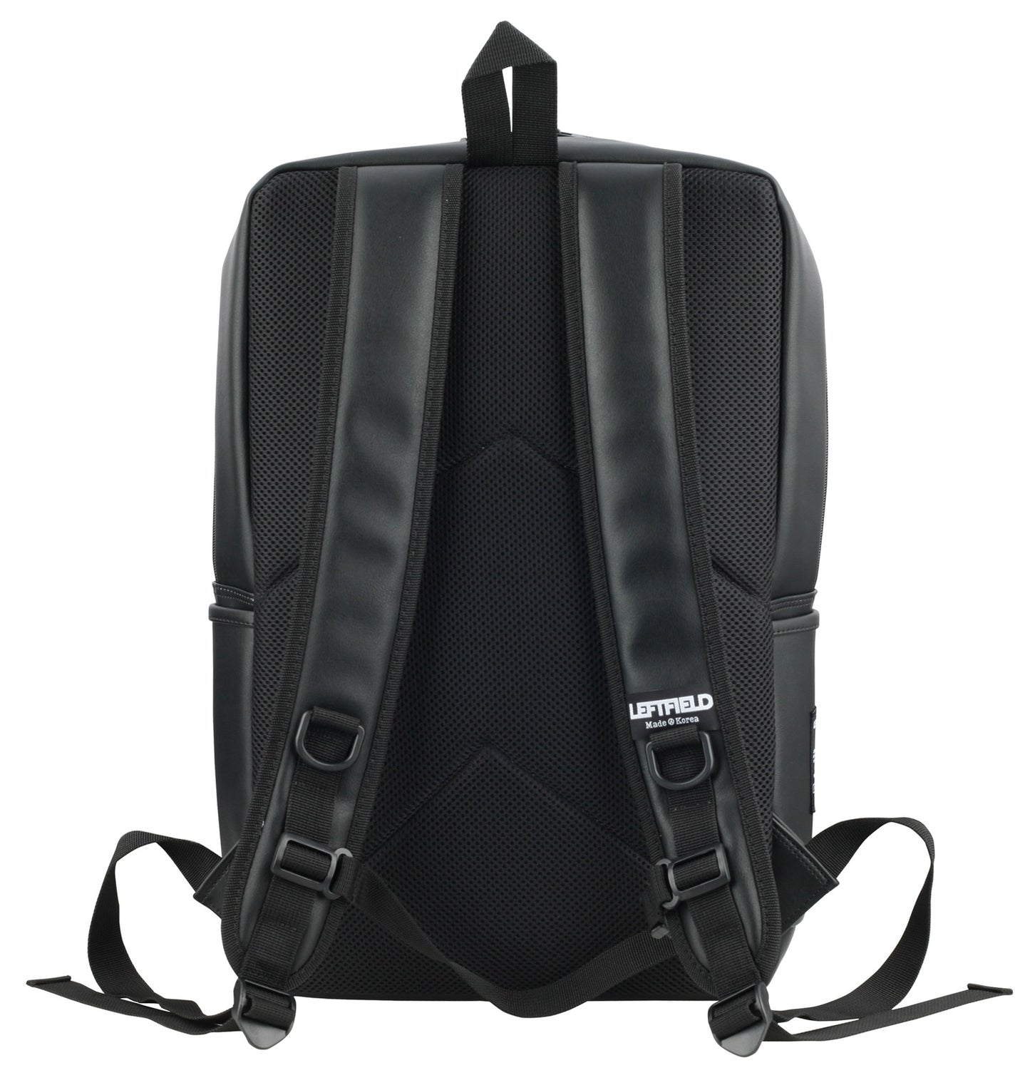 Black Square Faux Leather School Laptop Backpacks Travel Hiking Bags