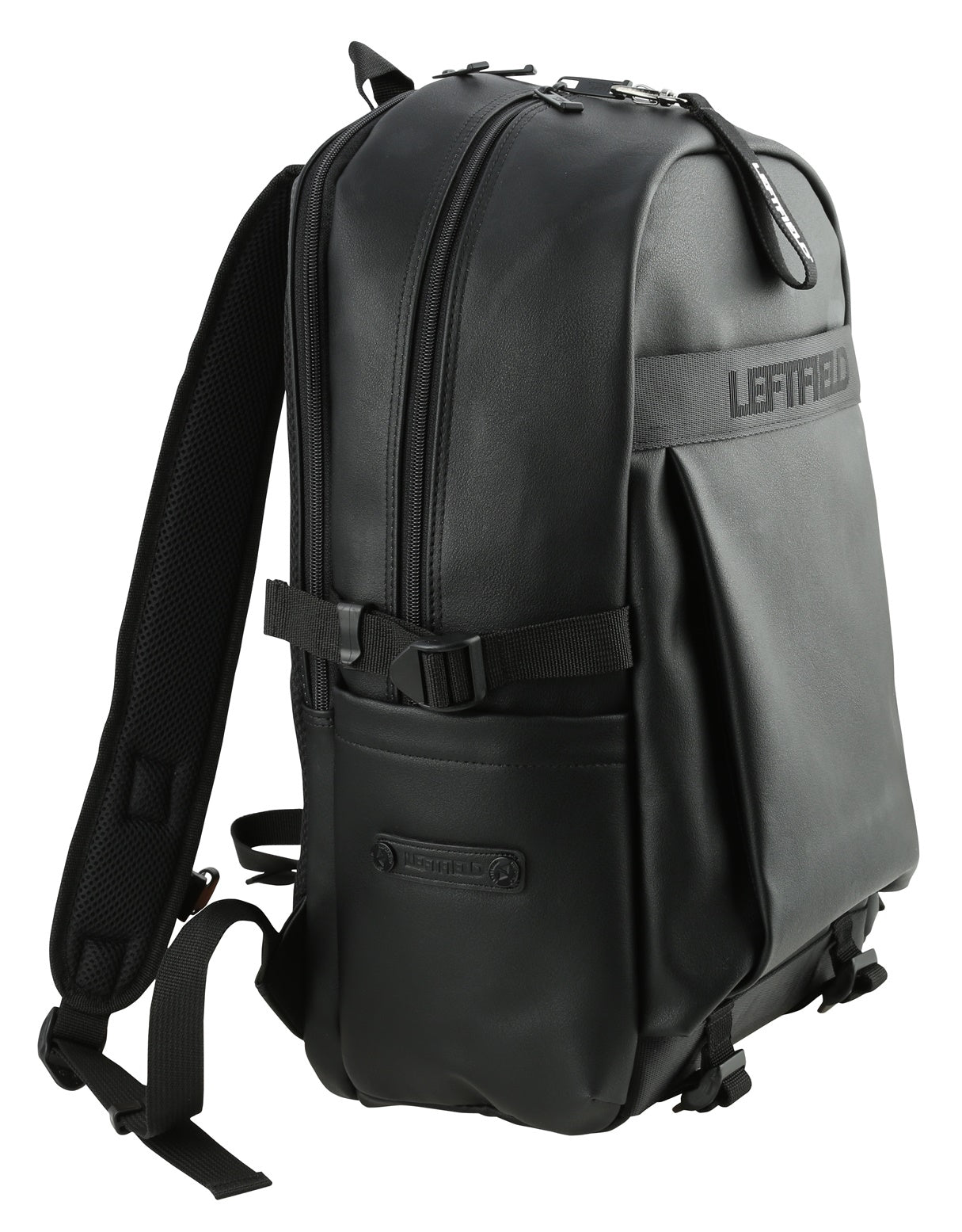 Black Faux Leather Casual Backpacks