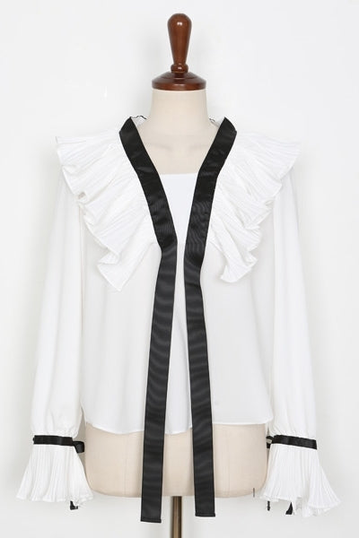 Glamorous Evening Ruffled Long Sleeved Blouses