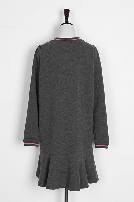 Charcoal Grey Girlish Casual Sweats Dresses