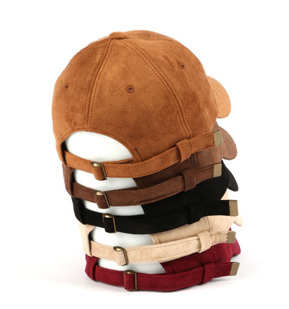 Red Synthetic Suede Baseball Caps