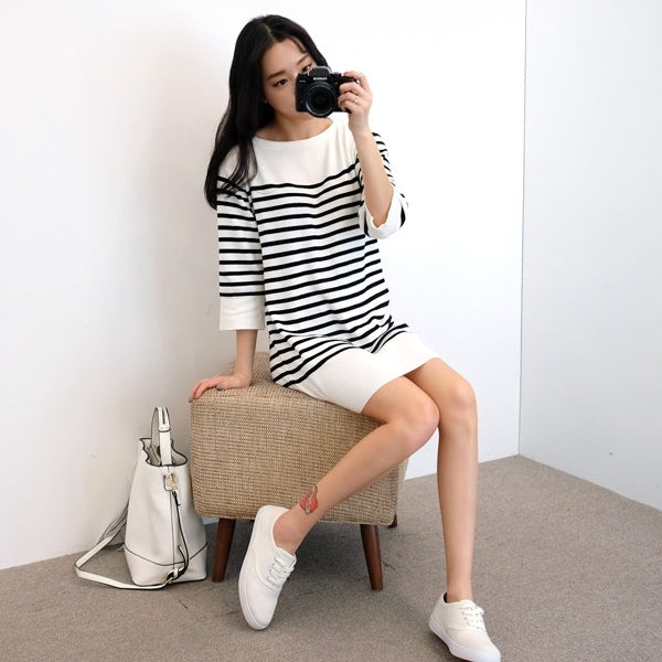 Striped Casual T-Shirt Dresses