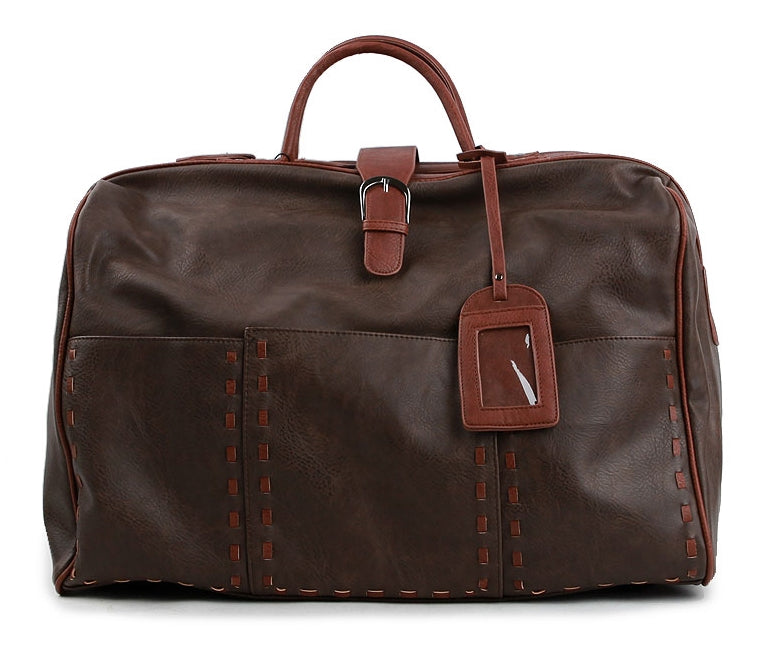 Brown Large Travel Vintage Faux Leather Duffle Gym Bags