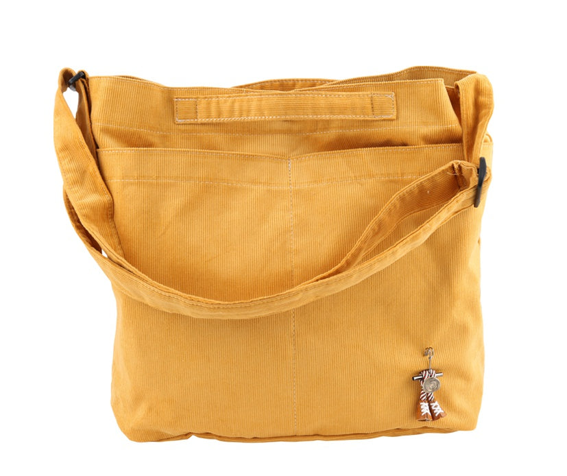 Yellow Unisex Corduroy Crossbody Bags