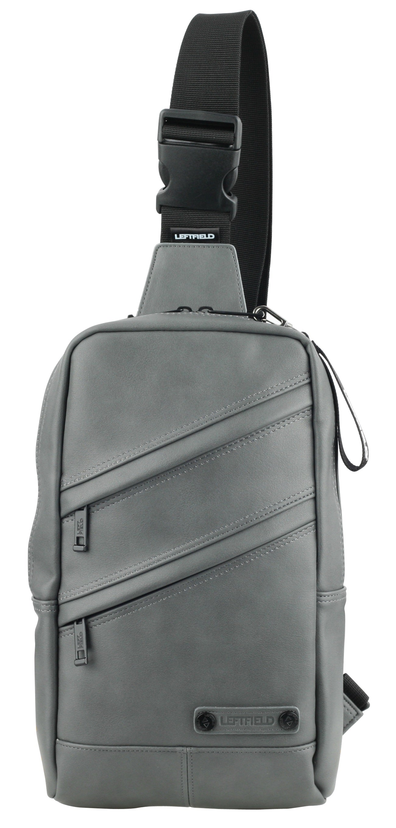 Gray Faux Leather Sling Messenger Bags Backpacks