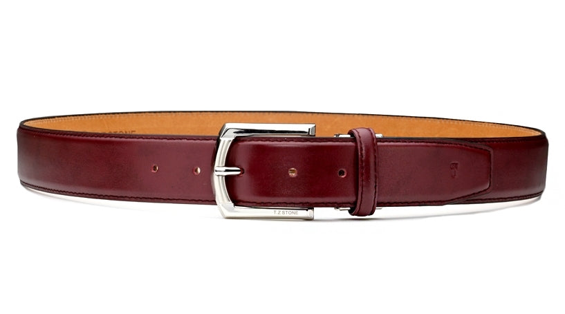 Burgundy Red Classic Soft Genuine Italy Calf Leather Belts