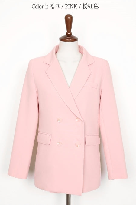 Pink Double Breasted Spring Blazers