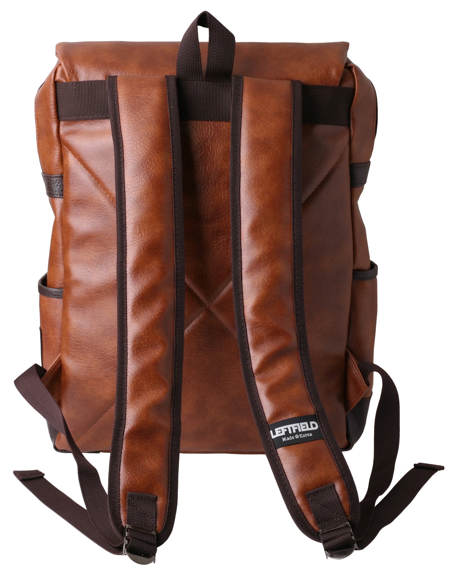 Brown Faux Leather Laptop Backpacks