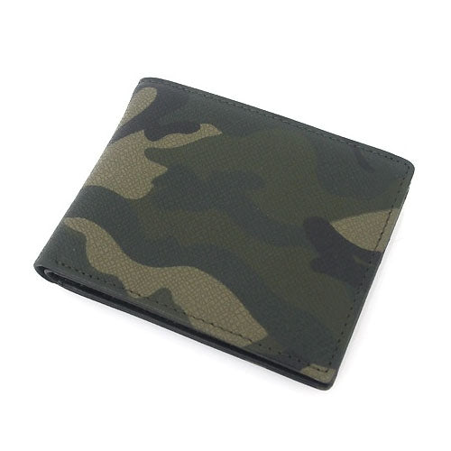 Khaki Green Military Camouflage Bifold Leather Wallets