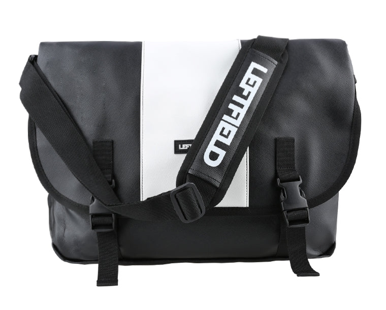 Black White Faux Leather Messenger Bags