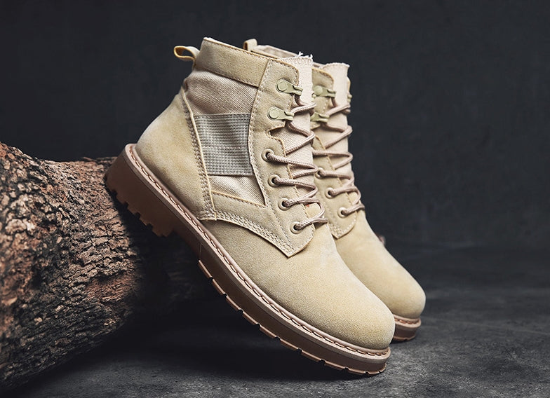 Beige Faux Suede Boots Shoes