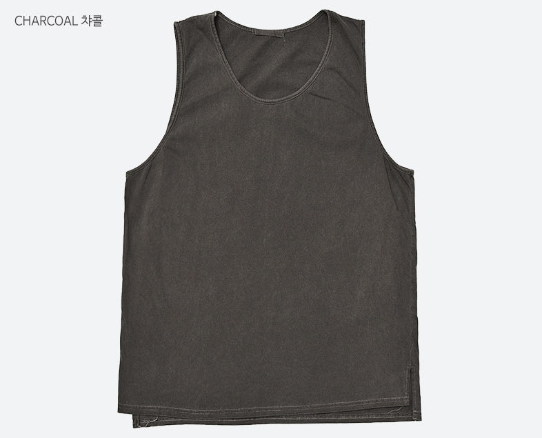 Pigment Washed Loose Fit Sleeveless Tops Korean Fashion Summer Casual