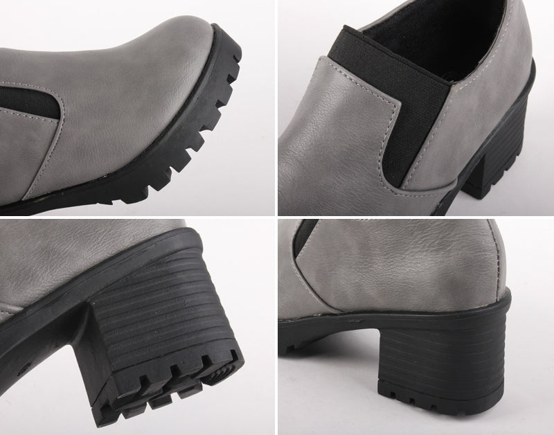 Gray Faux Leather Chelsea Booties