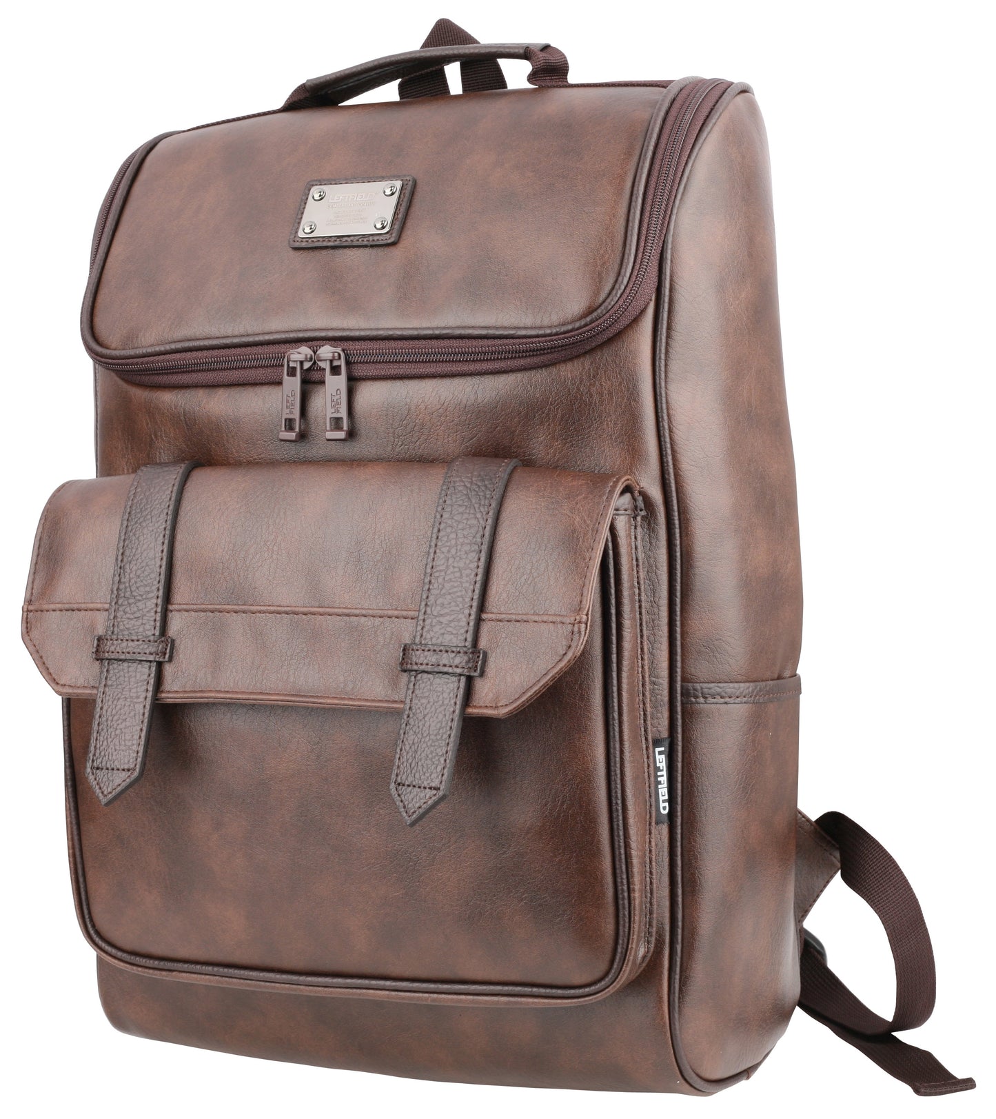 Dark Brown Vintage Washed Faux Leather Backpacks