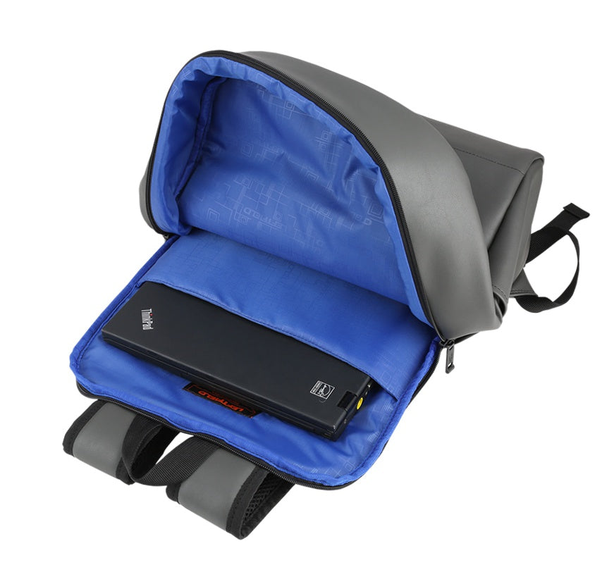 Grey Faux Leather Casual Backpacks