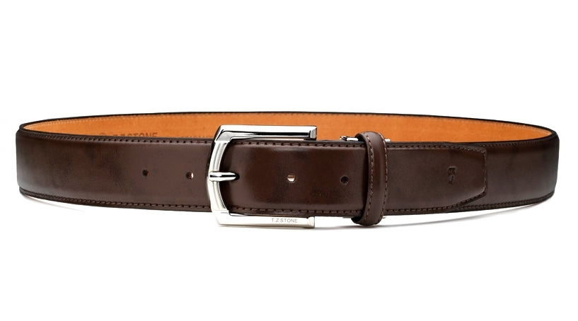 Dark Brown Classic Soft Genuine Italy Calf Leather Belts