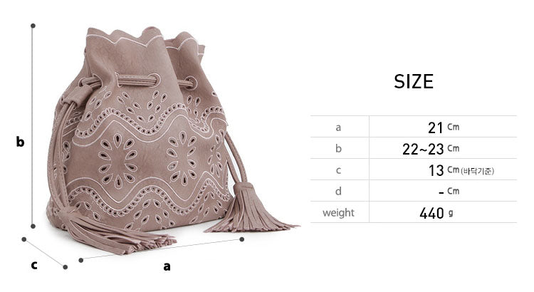 Floral Hole Drawstring Bucket Handbags