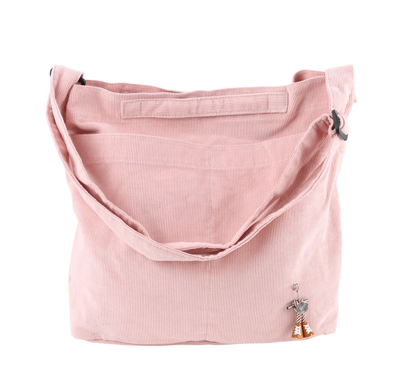 Pink Unisex Corduroy Crossbody Bags