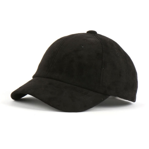 Black Synthetic Suede Baseball Caps