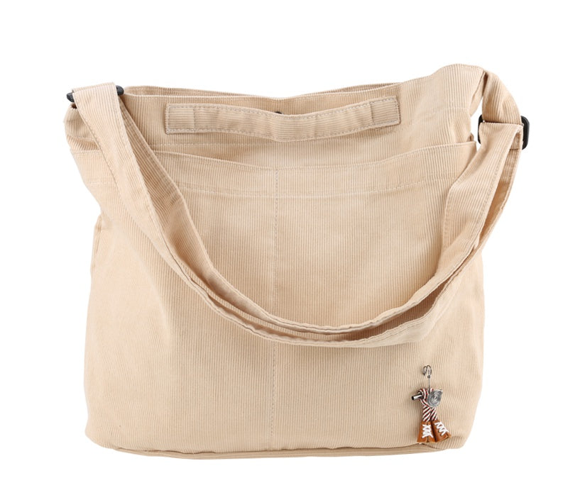 Beige Unisex Corduroy Crossbody Bags