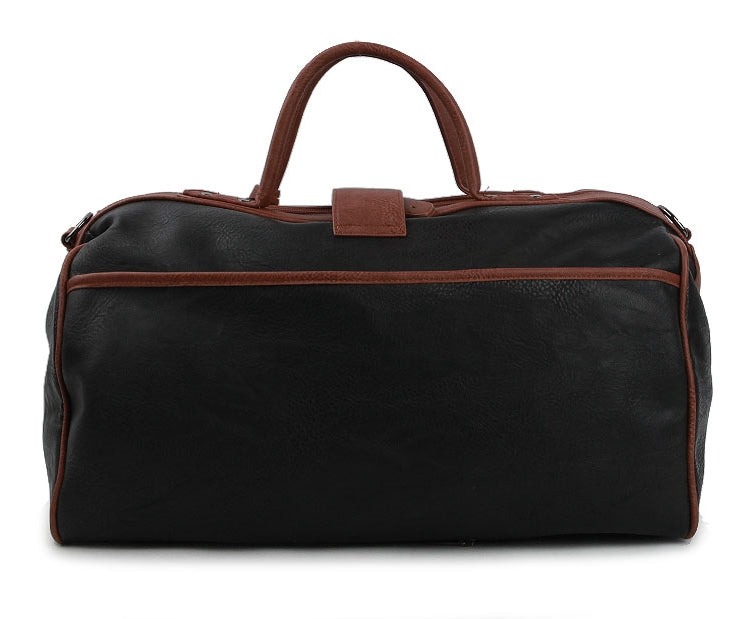 Black Vintage Synthetic Leather Duffle Gym Bags