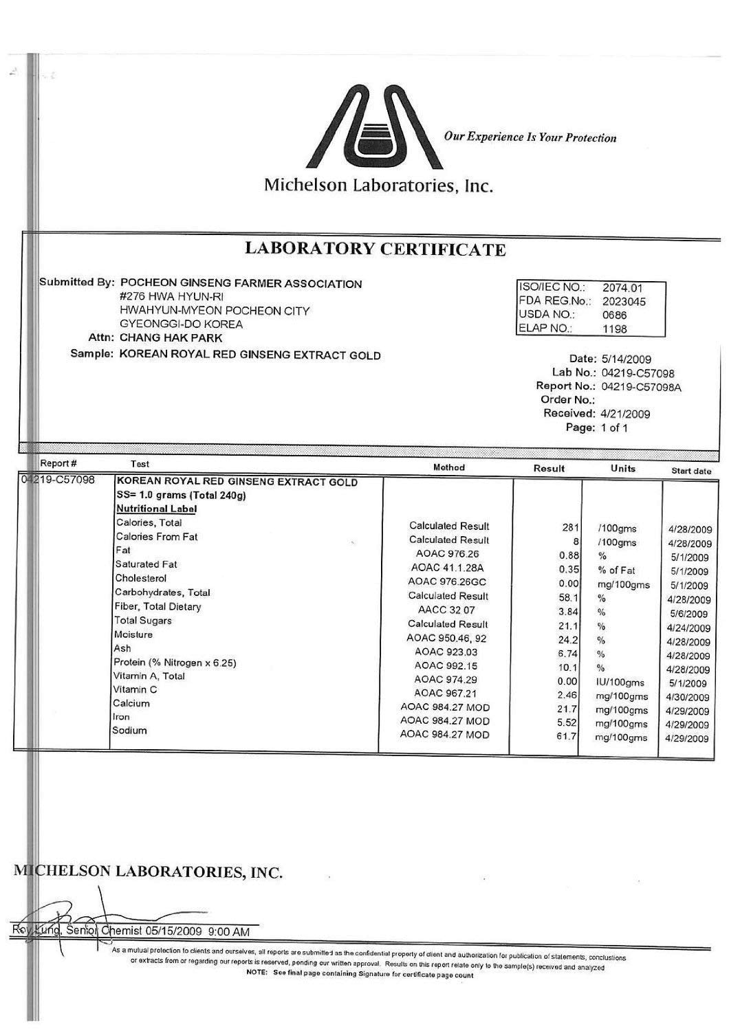 100% Pure Korean Red Ginseng Extract Royal 6 years Roots 480g