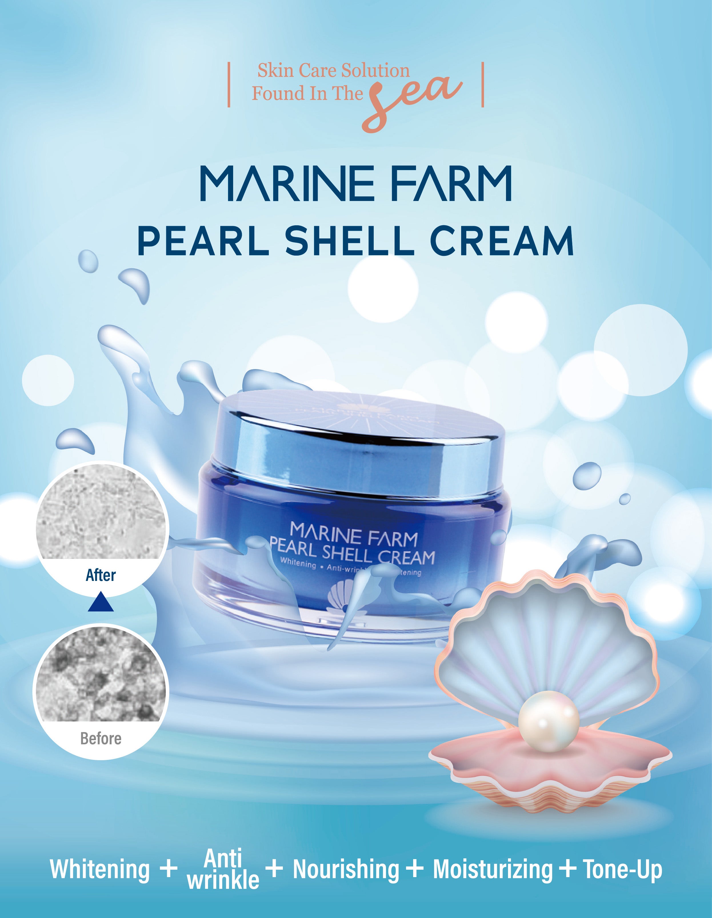 MARINE FARM Pearl Shell Creams 50ml Korean Skincare Facial Cosmetics