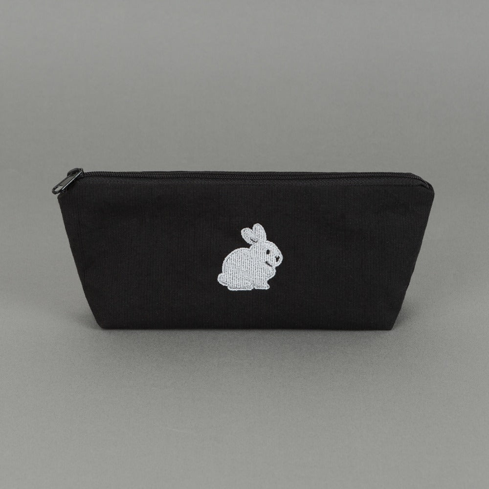 Cute Rabbit Black Boat Style Pencil Cases Pouches School Office Stationery
