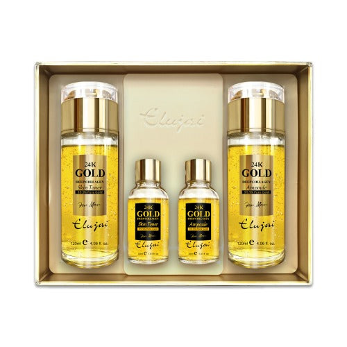 Elujai 24K Gold Deep Collagen Skin Care for Man 99.9% Pure Gold Gift 2p Sets