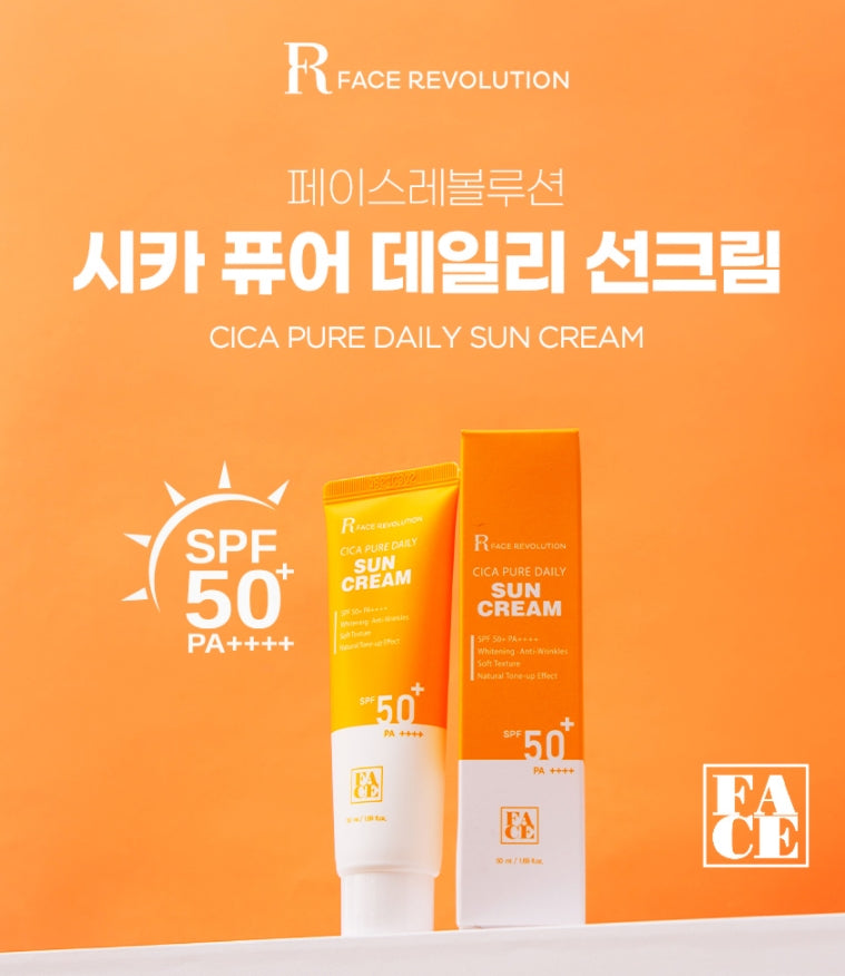 Face Revolution SPF50+ PA++++ Cica Pure Daily Sun Cream Korean facial sunscreen