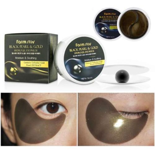 Farmstay Black Pearl Gold Hydrogel Eye Pads Patches 60 Sheets Masks