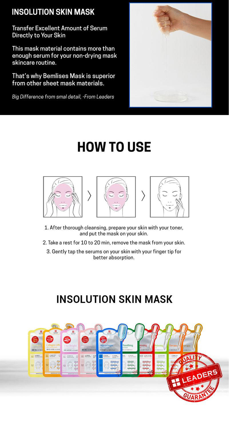 Leaders Insolution Wrinkle Tox Skin Clinic Masks 10 Sheets Facial Face