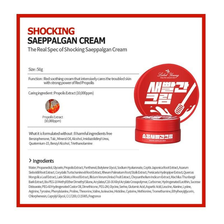 Label Young Shocking Saeppalgan Cream Skincare Red Propolis Cool Down