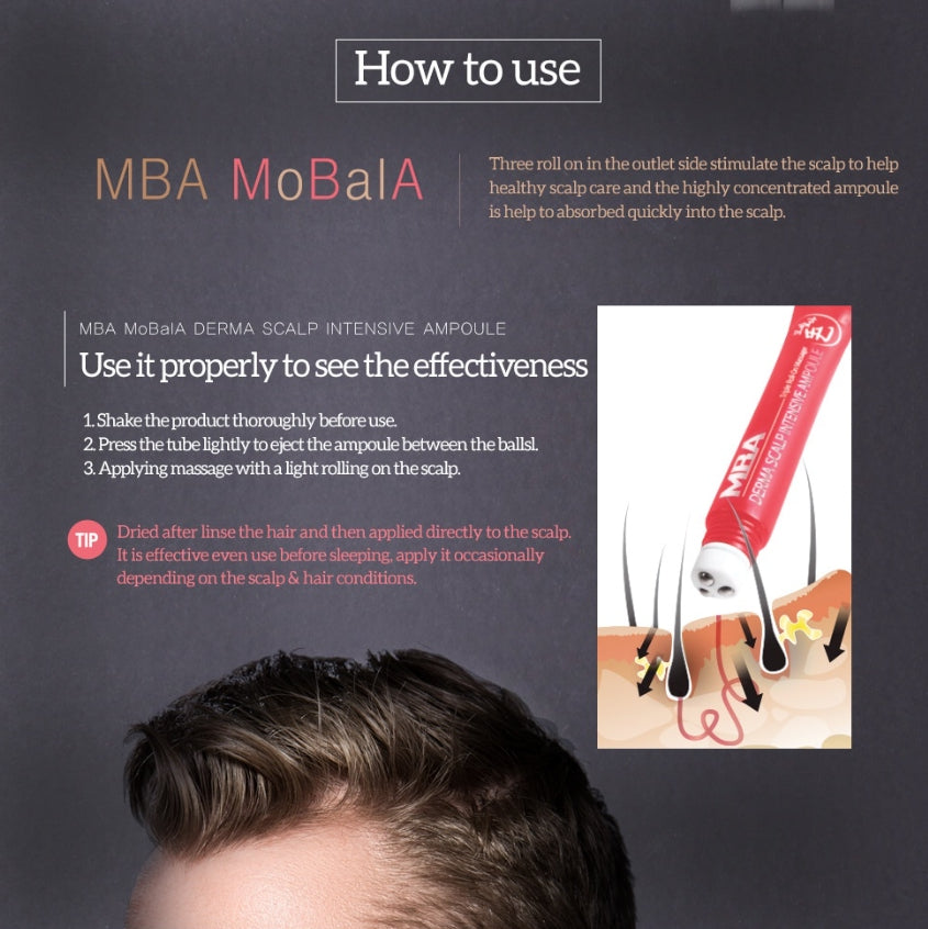 DayCell MBA MoBalA Derma Scalp Intensive Serum Hair Growth Hair Root Centella Asiatica Extract Triple Roll-on Massager