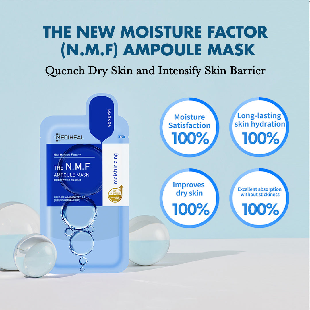 MEDIHEAL NMF Ampoule Masks 10 Sheets Moisturizing Dry Facial Skincare