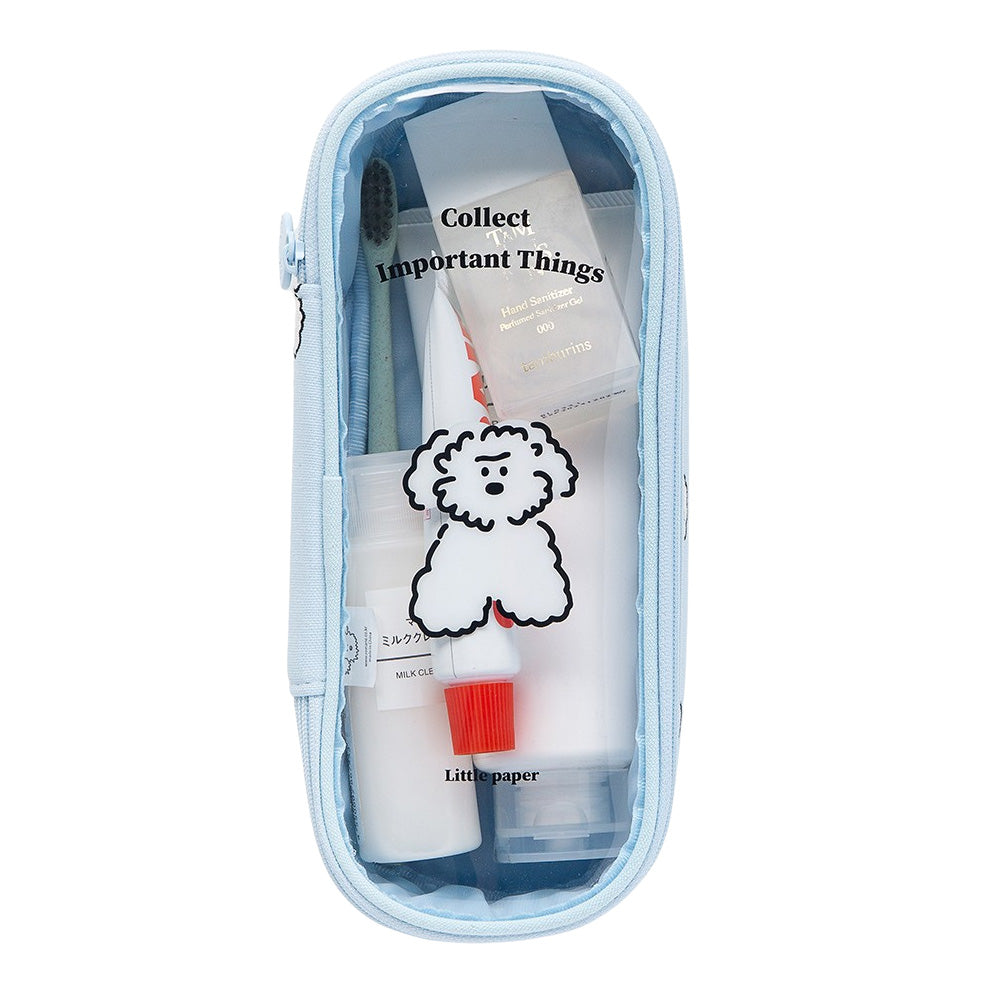 Clear Cute Poodle Puppy Dog Pencase Pencilcases Transparent Stationery Cosmetic Pouch Bag Cotton School Office Gifts Students Teens Girls Womens