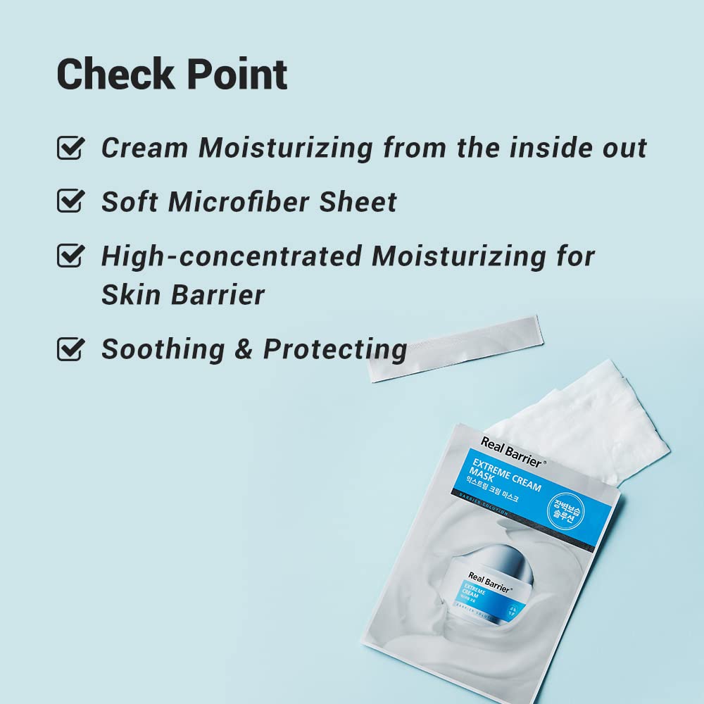 Real Barrier Extreme Cream Face Masks 10 Sheets Moisturizing for Dry Skin