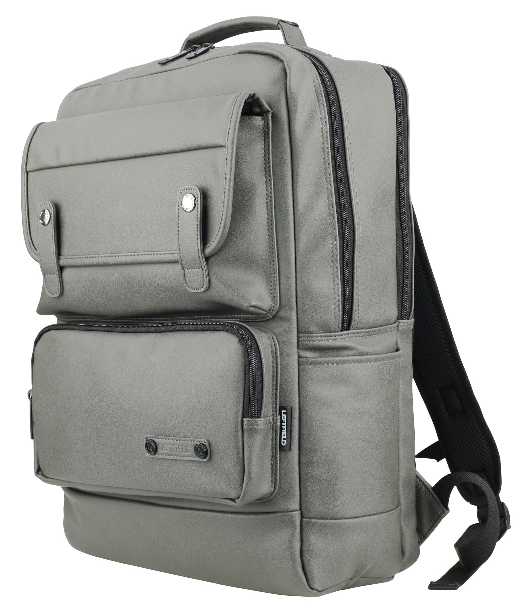 Gray Faux Leather Laptop School Backpacks