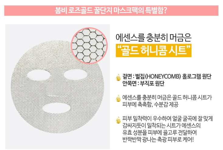 Papa Recipe Bombee Rose Gold Honey Masks 5 Sheets