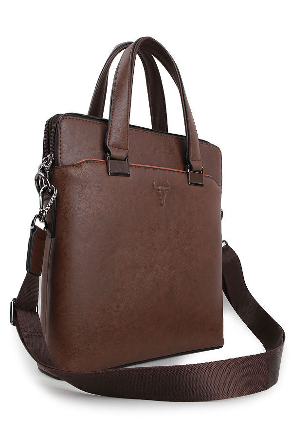 Brown Synthetic Leather Business Crossbody Briefcases