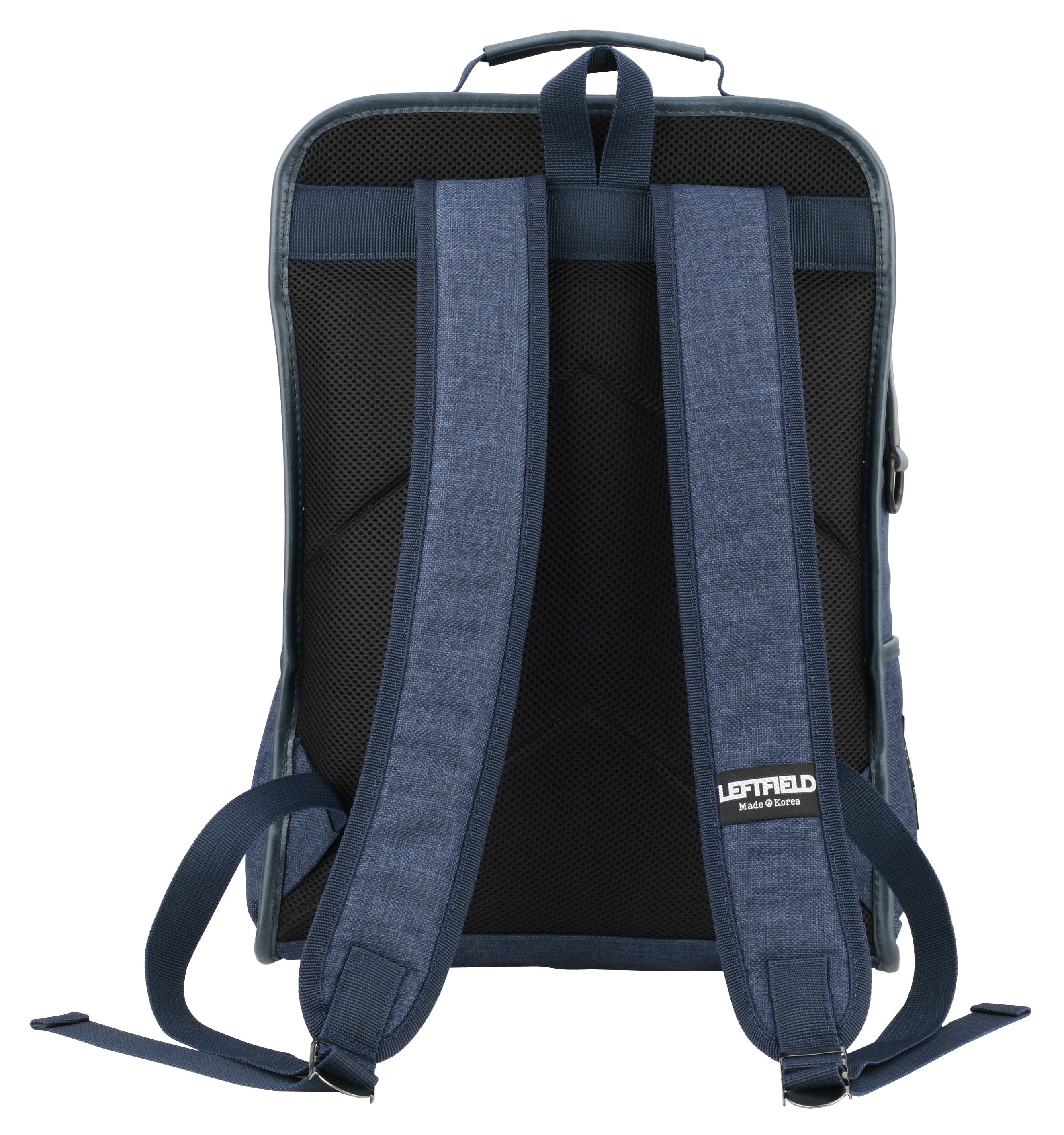 Navy Blue Vintage Canvas Faux Leather School Backpacks