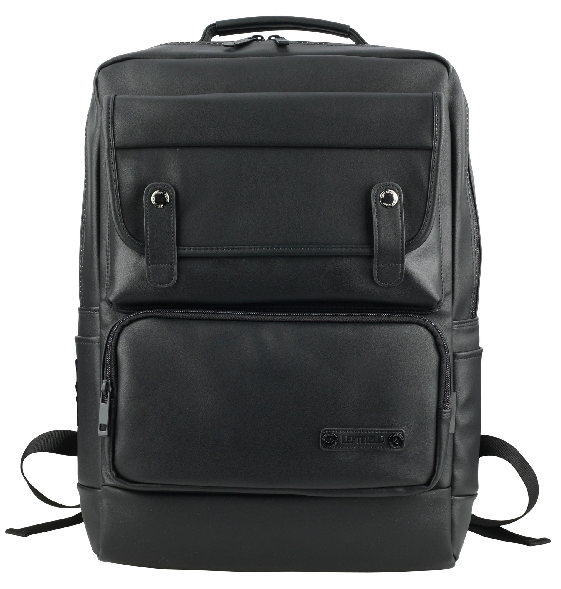 Black Faux Leather Laptop School Backpacks