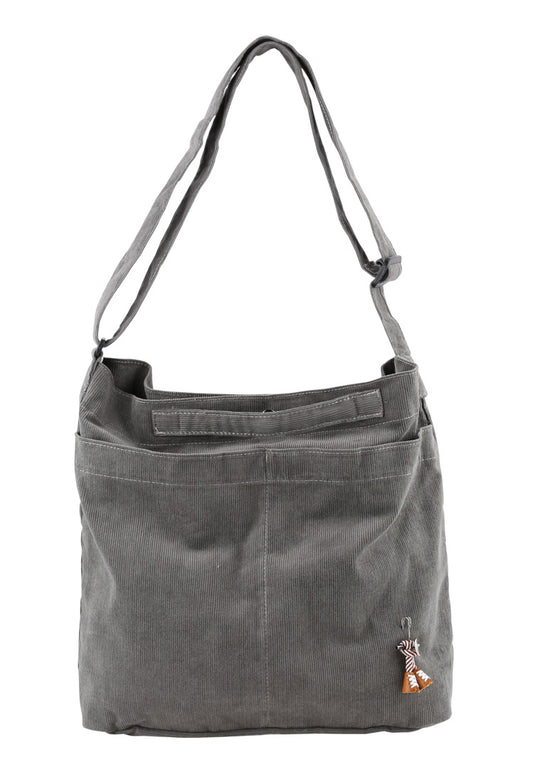 Grey Unisex Corduroy Crossbody Bags