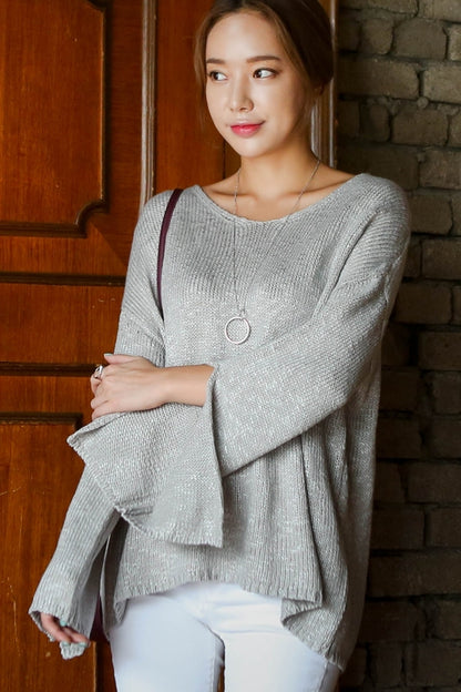 Loose Scoop Neck Knitted Sweaters