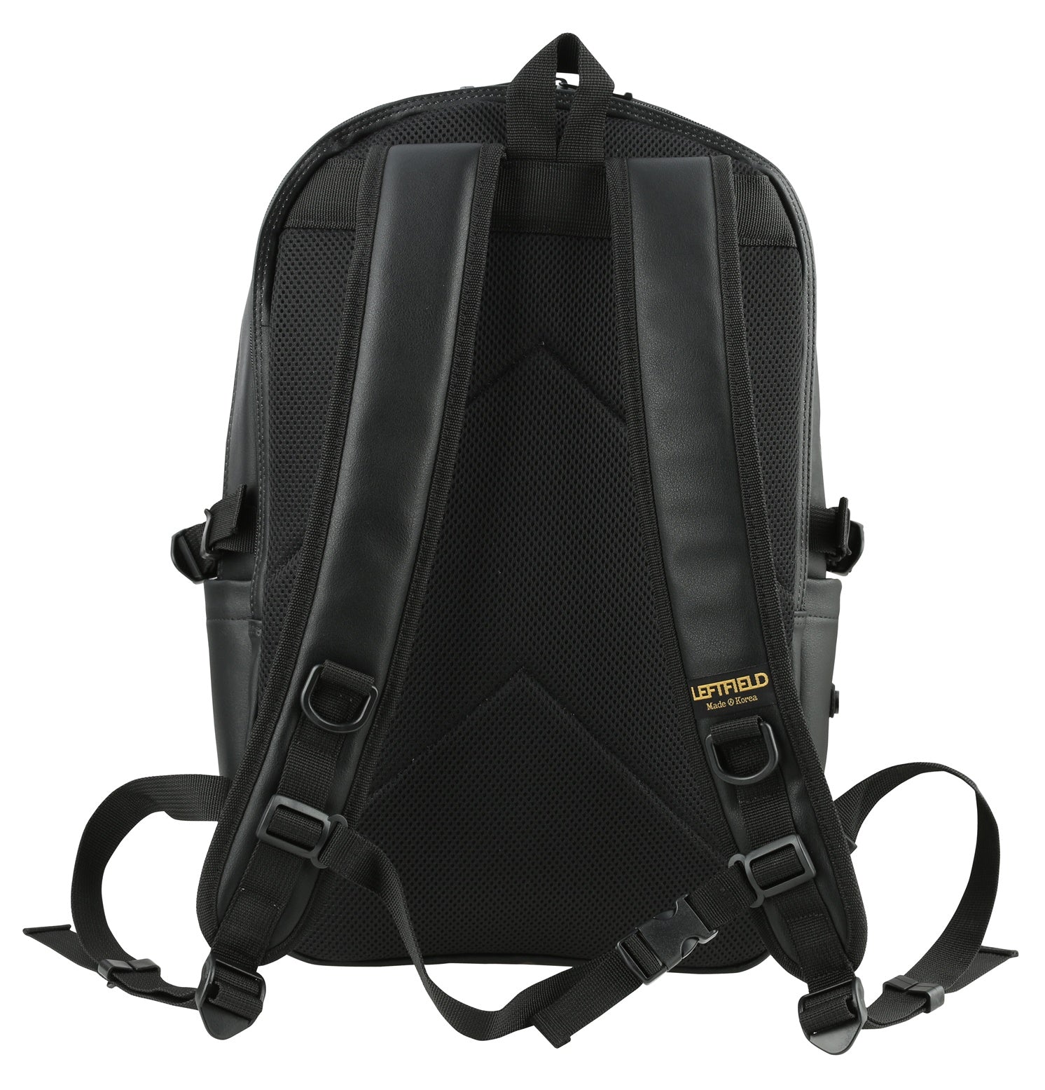 Black Faux Leather Casual Backpacks